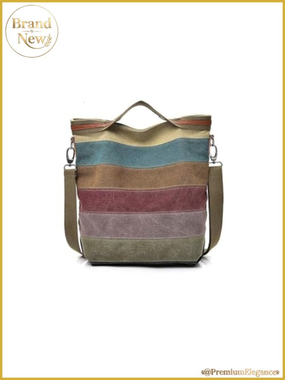 Canvas Hobo Handbag Tote Crossbody Detachable Strap with Zipper